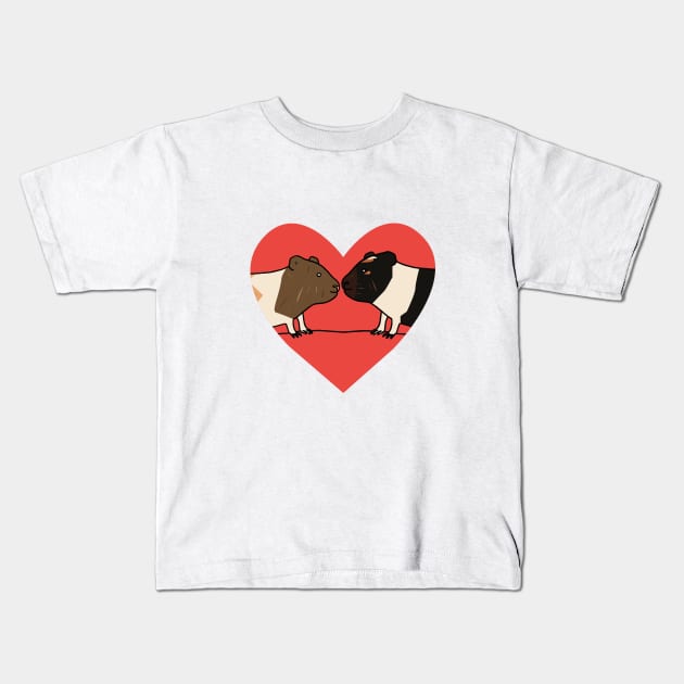 Two Guinea Pig Faces in Red Heart Kids T-Shirt by Anke Wonder 